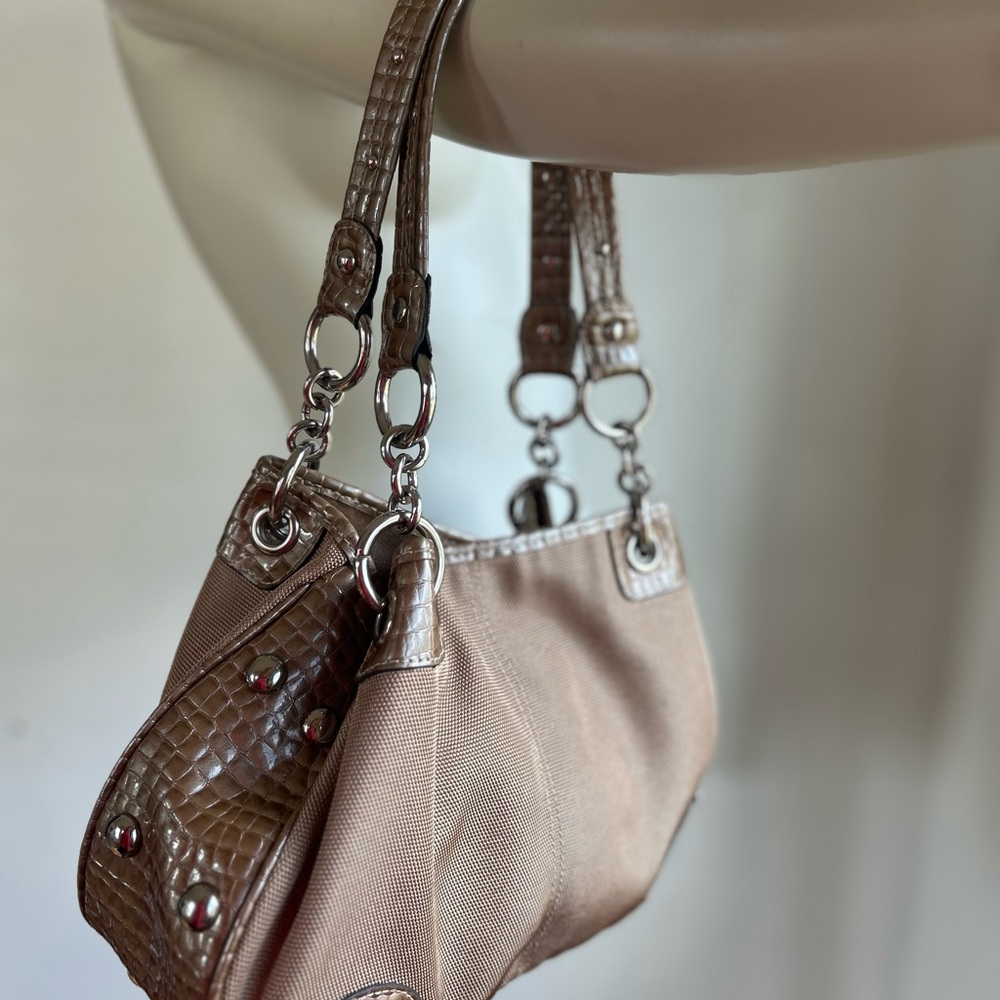 Elegant Kathy shoulder Tan Crocodile-Trimmed Handbag